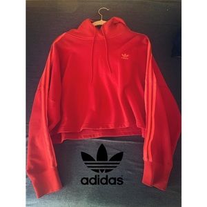 Adidas Red crop top hoodie with very minor scratches.